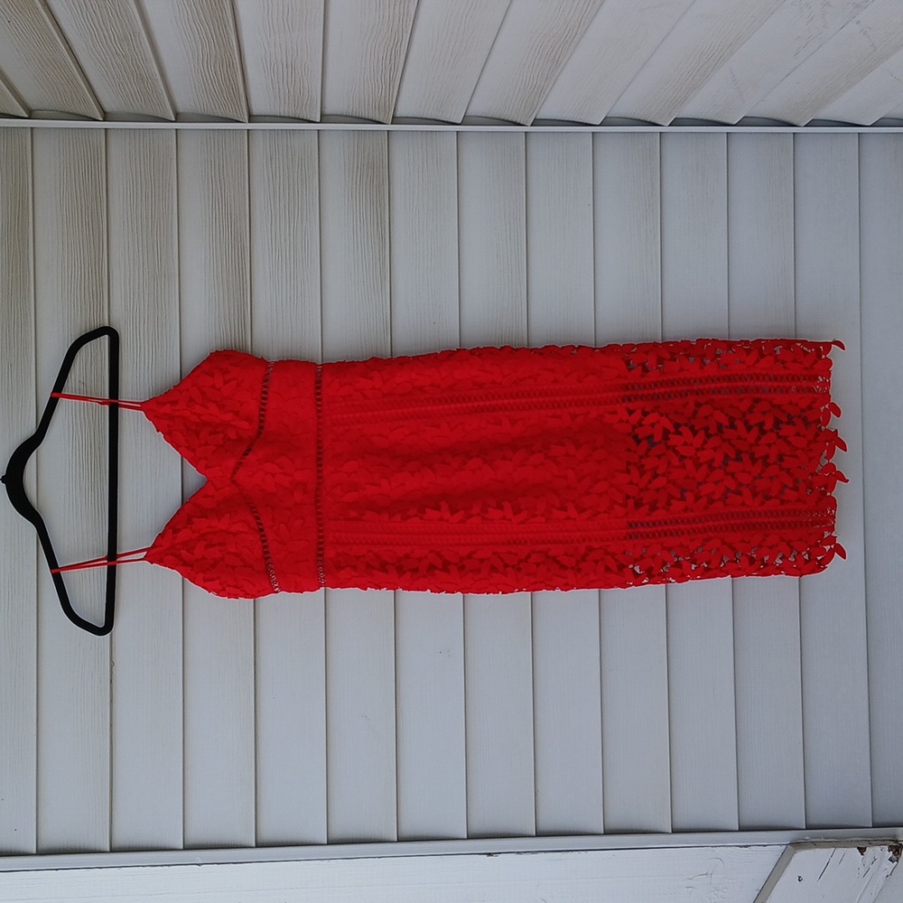 $248 Bardot Revolve Roxy Elegant Red Lace Dress - Picture 6 of 9